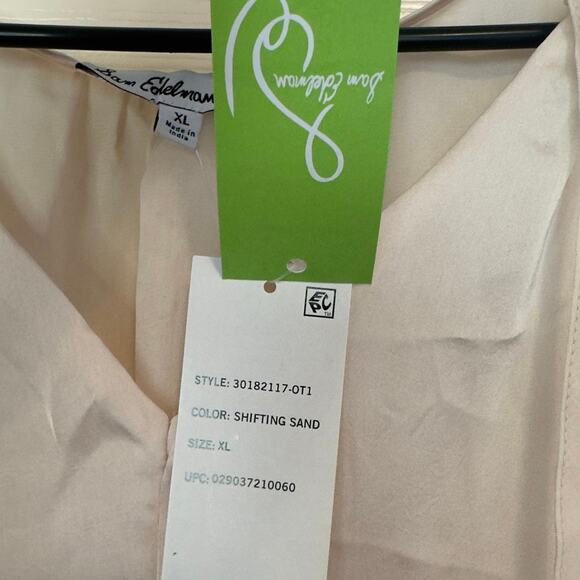 NWT Sam Edelman Varick V-Neck Ruffle Sleeve Satin Blouse Size XL Shifting Sand - Picture 5 of 11